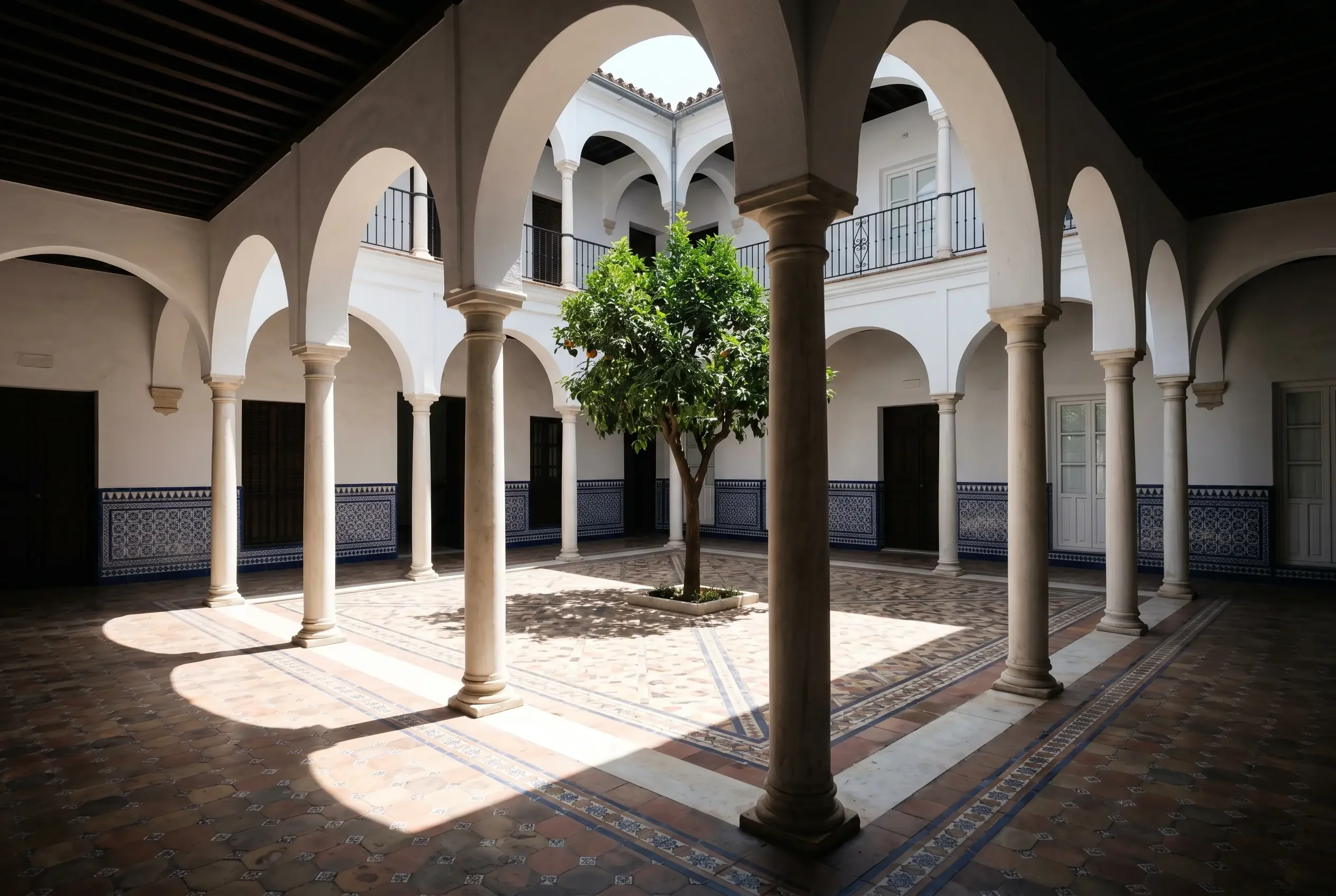 Casa-patio Pureza — patio central con galerías y columnas