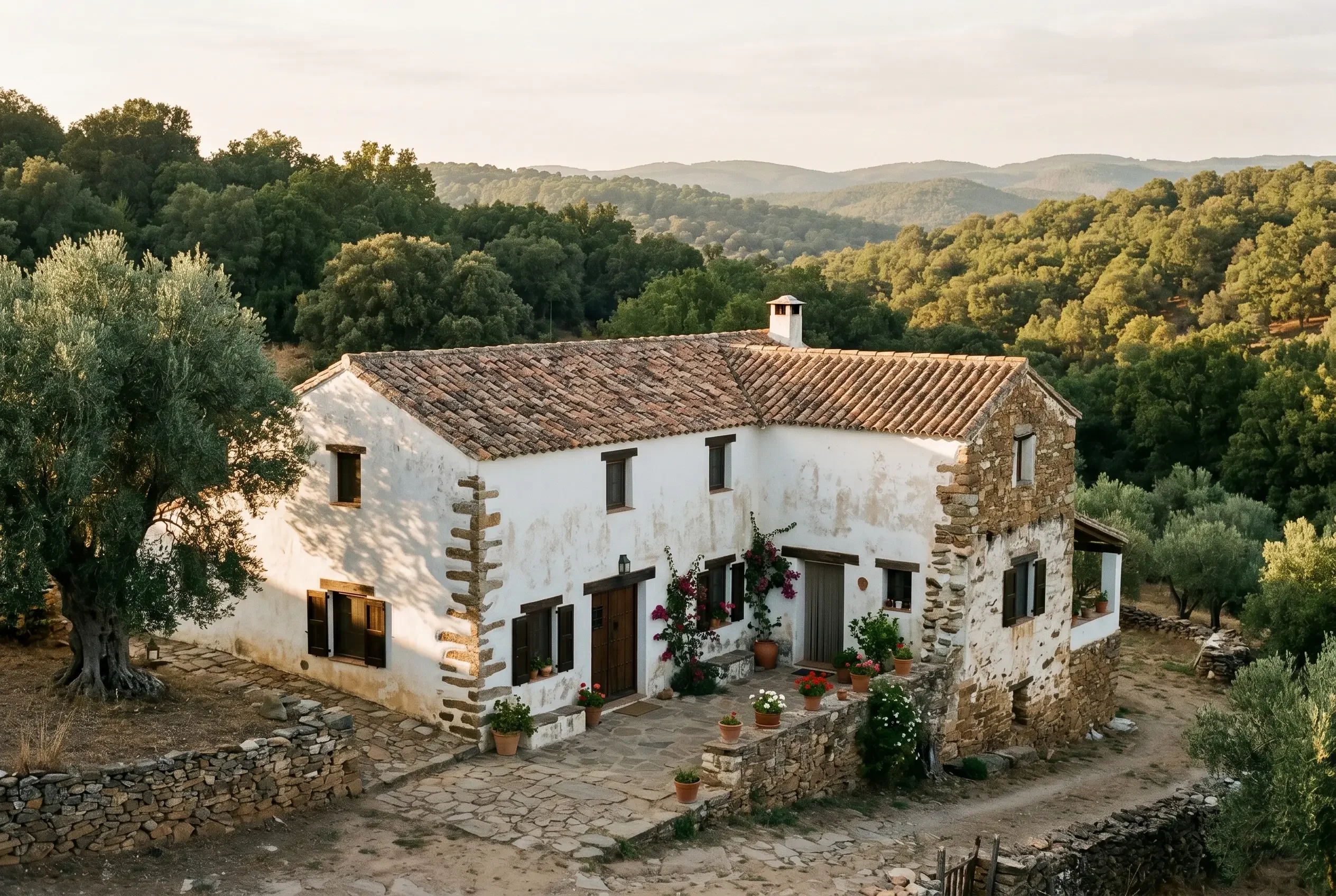 Cortijo del Castaño — fachada rehabilitada en Sierra de Aracena