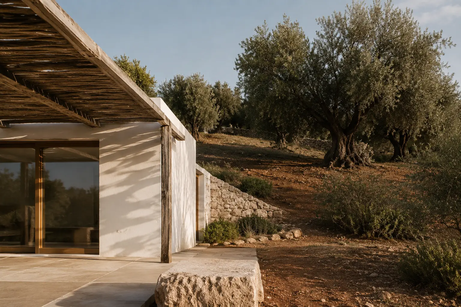 Casa entre Olivos — casa blanca entre olivar en ladera de Baena, Córdoba